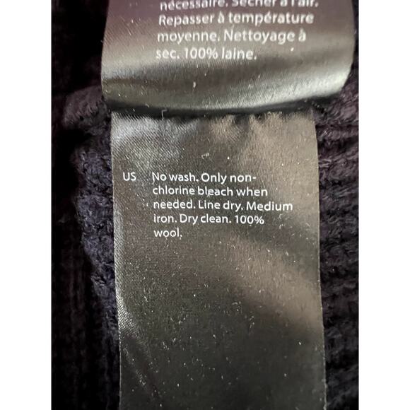 COS Navy Blue Oversized Heavy 100% Wool Knit High Neck Pullover Sweater Size S - Picture 8 of 9